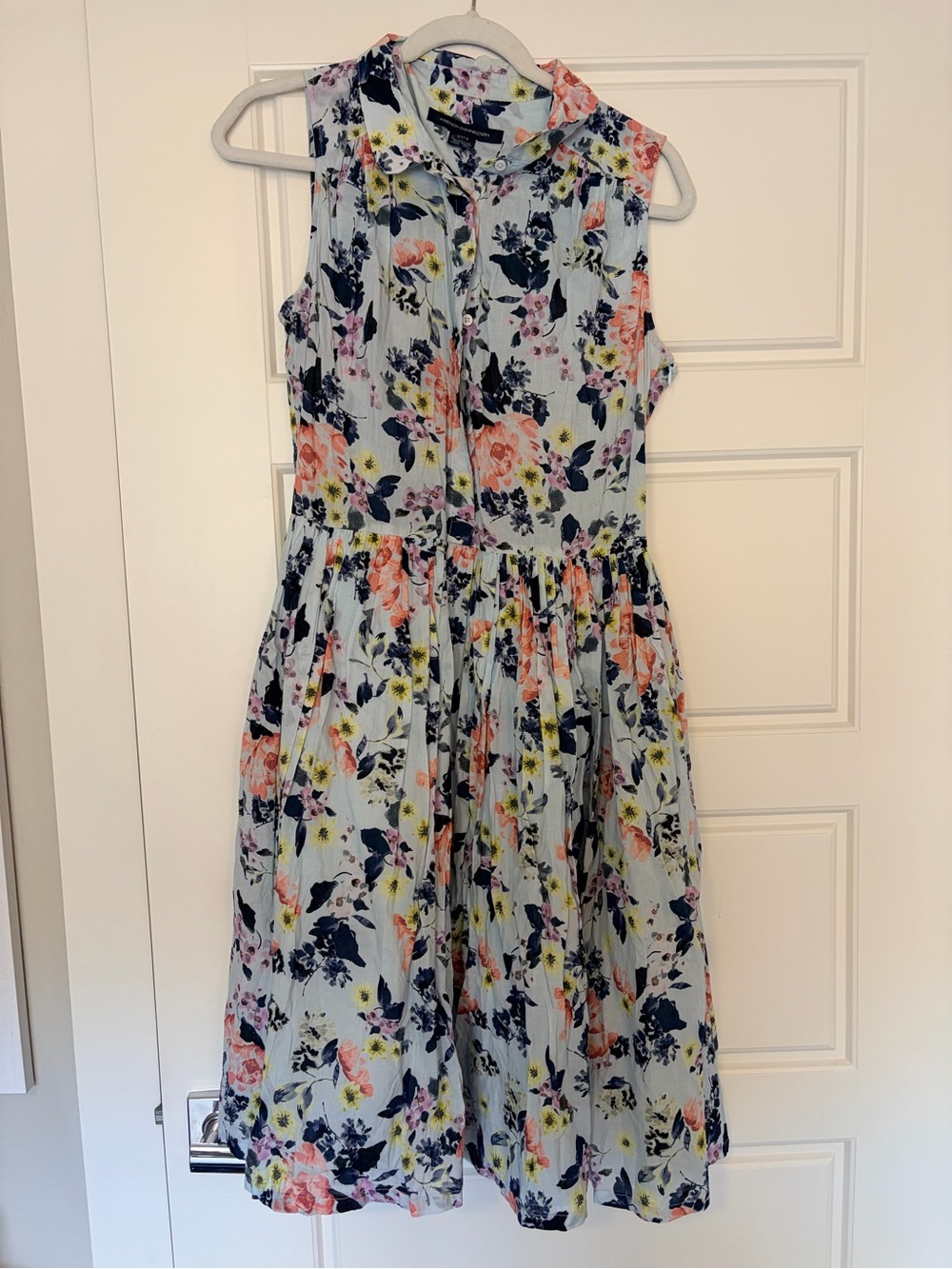 French Connection Light Blue Floral Sleeveless Dress